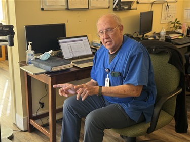 Nurse practitioner Bob volunteers his time at the Clinic, to help fellow community members. By enlisting volunteer professionals like Bob, Sinclair can lower costs and serve more patients.